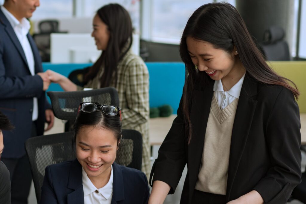 Two professionals in an office.